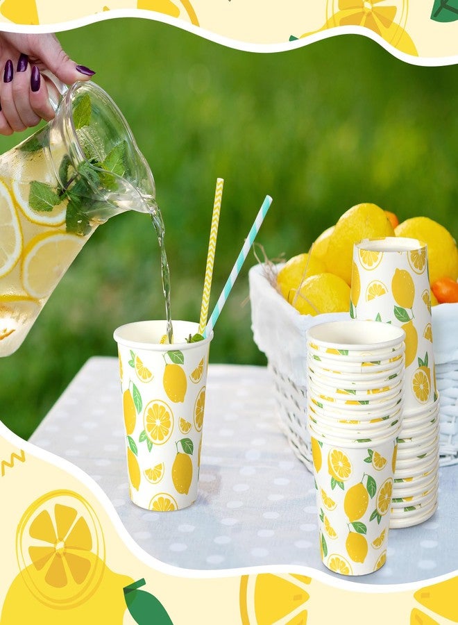 TecUnite 100 Pcs 9oz Lemon Cups Disposable Paper Yellow Cups for Lemonade Stand Decorative Party for Cold Hot Beverage Juice Kitchen Coffee Birthday Party Supplies - Image 2